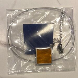 Square Amber Pendant Necklace
